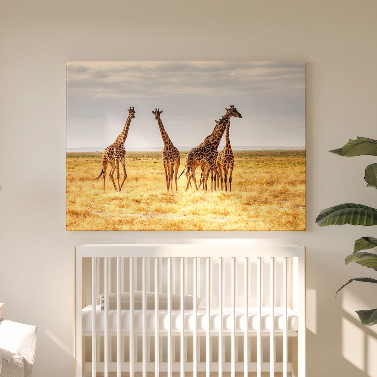 Tableau Toile Groupe de Girafes - Photo Paysage Savane Safari - Décoration Intérieure Moderne