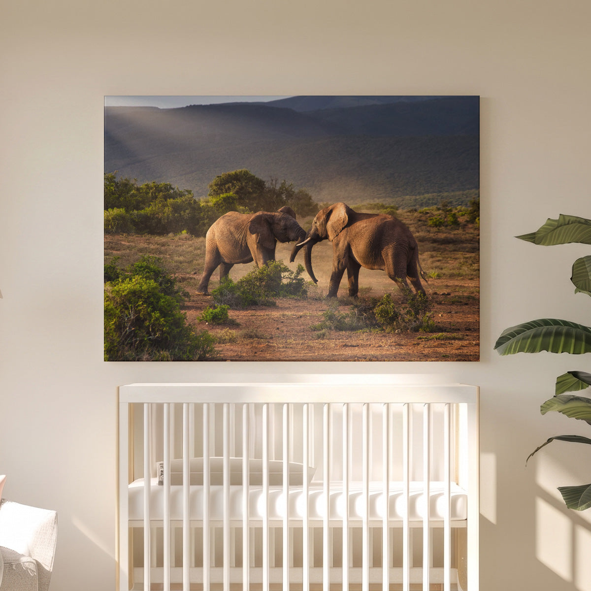 Tableau Toile Éléphants d'Afrique - Photo Paysage Nature Sauvage - Décoration Murale Safari