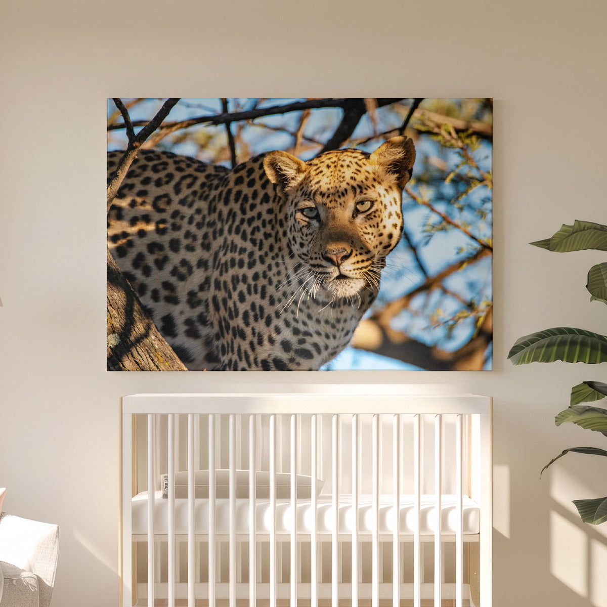 Tableau Toile Portrait Léopard - Photo Animaux de la Savane Sauvage - Décoration Murale Salon