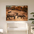 Tableau Toile Famille de Rhinocéros - Photo Paysage Savane d'Afrique - Déco Intérieure Salon
