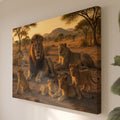 Tableau Toile Famille de Lions - Photo Artistique Savane d'Afrique - Décoration Intérieure Maison