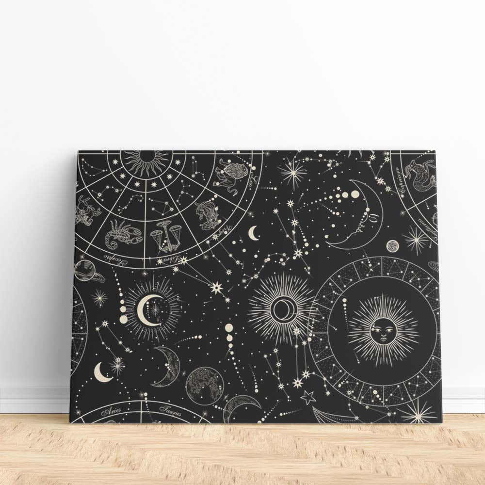 Tableau Toile Univers Mystique Signes du Zodiaque Astrologie