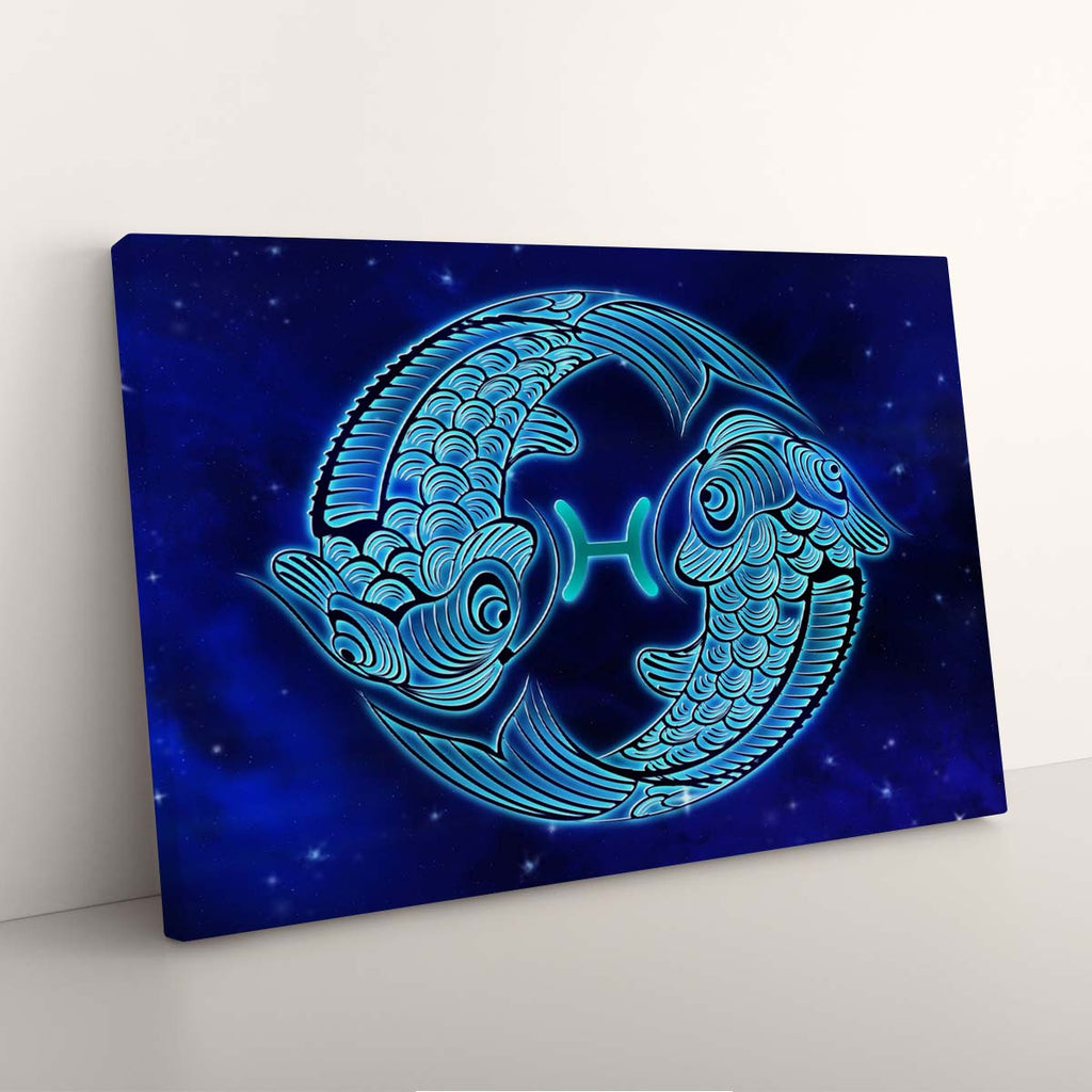 Tableau Toile Moderne Signes du Zodiaque Néon Vibrant