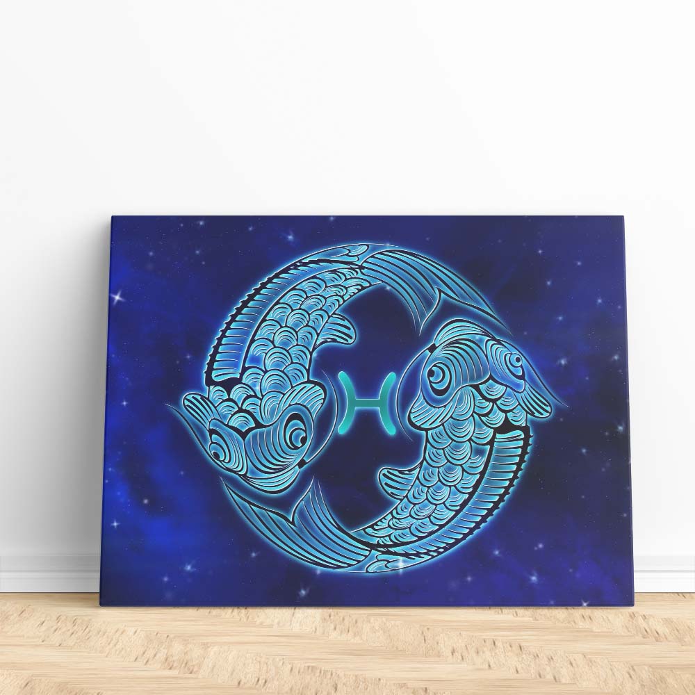 Tableau Toile Moderne Signes du Zodiaque Néon Vibrant