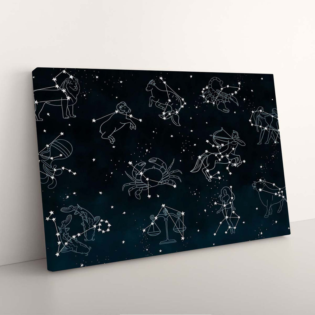 Tableau Toile Horizontale Signes du Zodiaque Mystiques