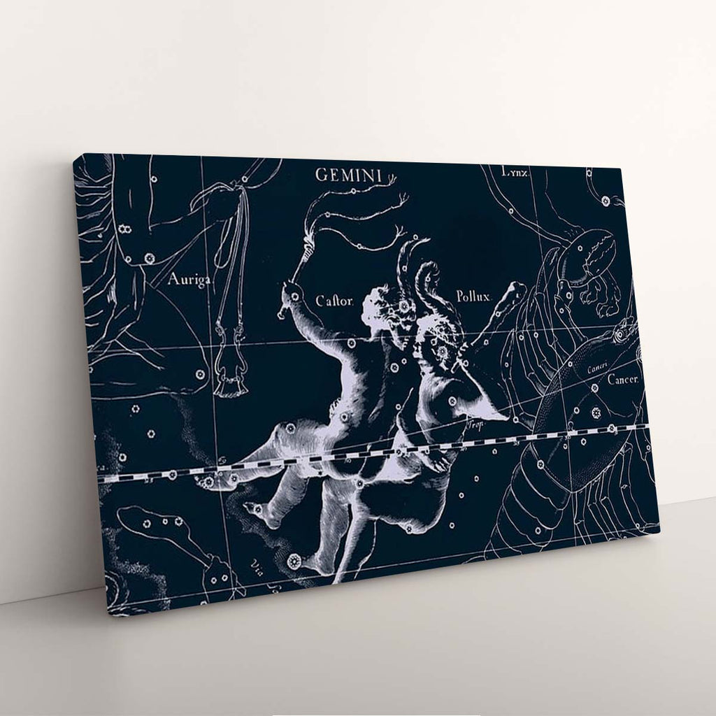 Tableau Toile Signe du Zodiaque Gémeaux Étoiles Jumelles
