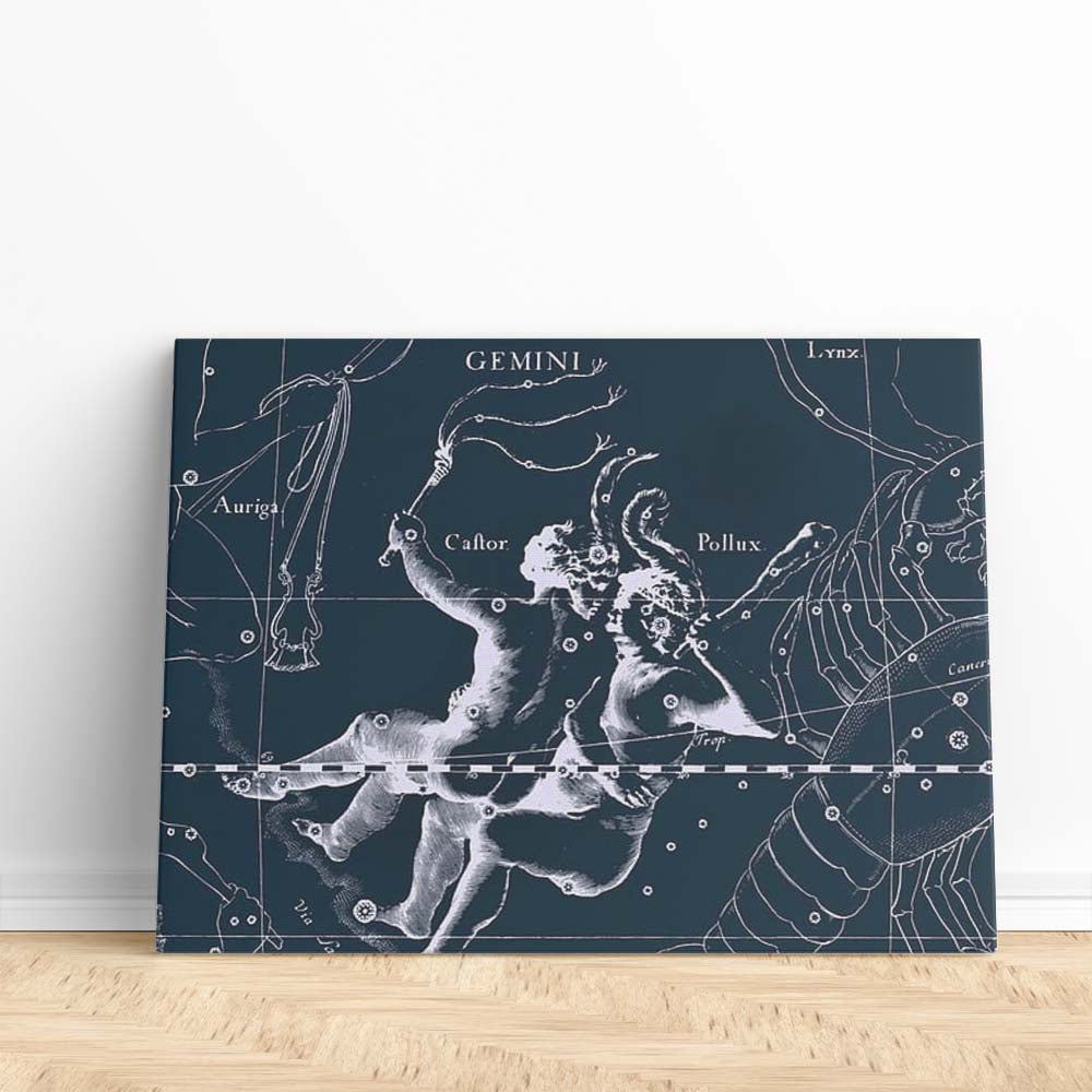 Tableau Toile Signe du Zodiaque Gémeaux Étoiles Jumelles