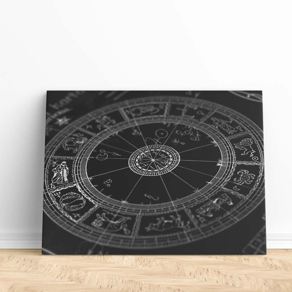 Tableau Toile Minimaliste Signes du Zodiaque Noir et Blanc