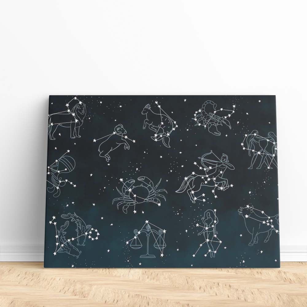Tableau Toile Horizontale Signes du Zodiaque Mystiques